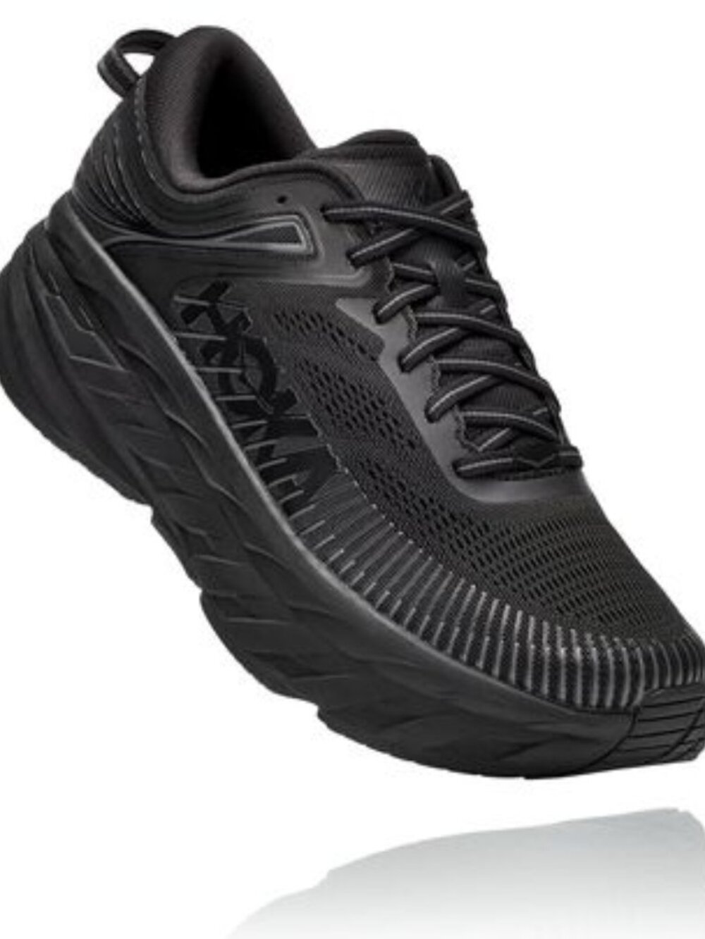 HOKA Bondi 7 Men's Running Shoes Black/Black Size 15 Width EE - Wide